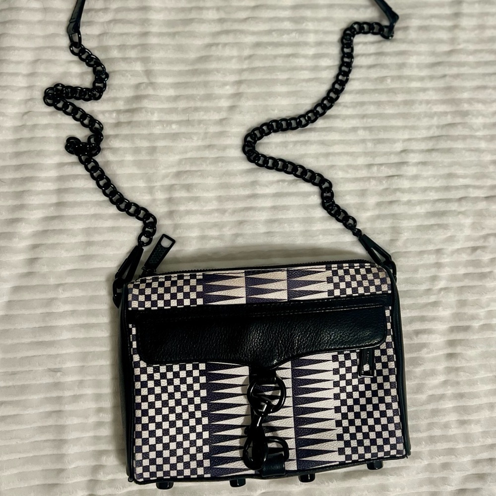 Black and White Patterned Crossbody Bag